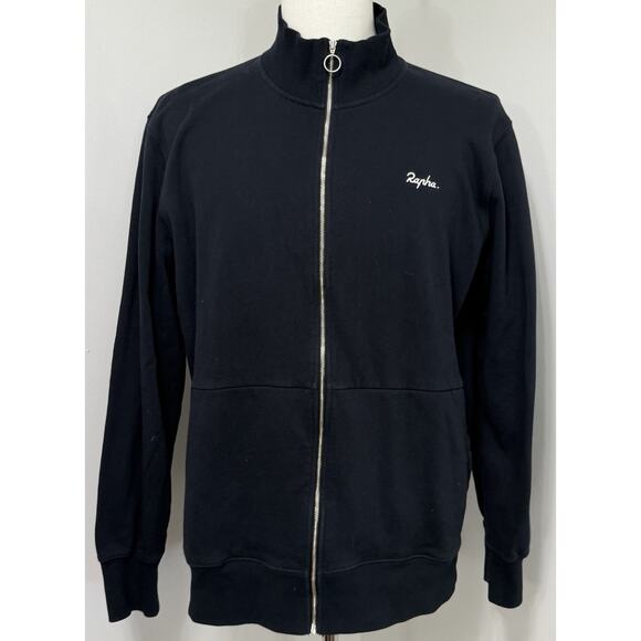 Rapha Black Full Zip Sweatshirt Track Jacket Cotton Embroidered Logo Cycling XL - Picture 1 of 1
